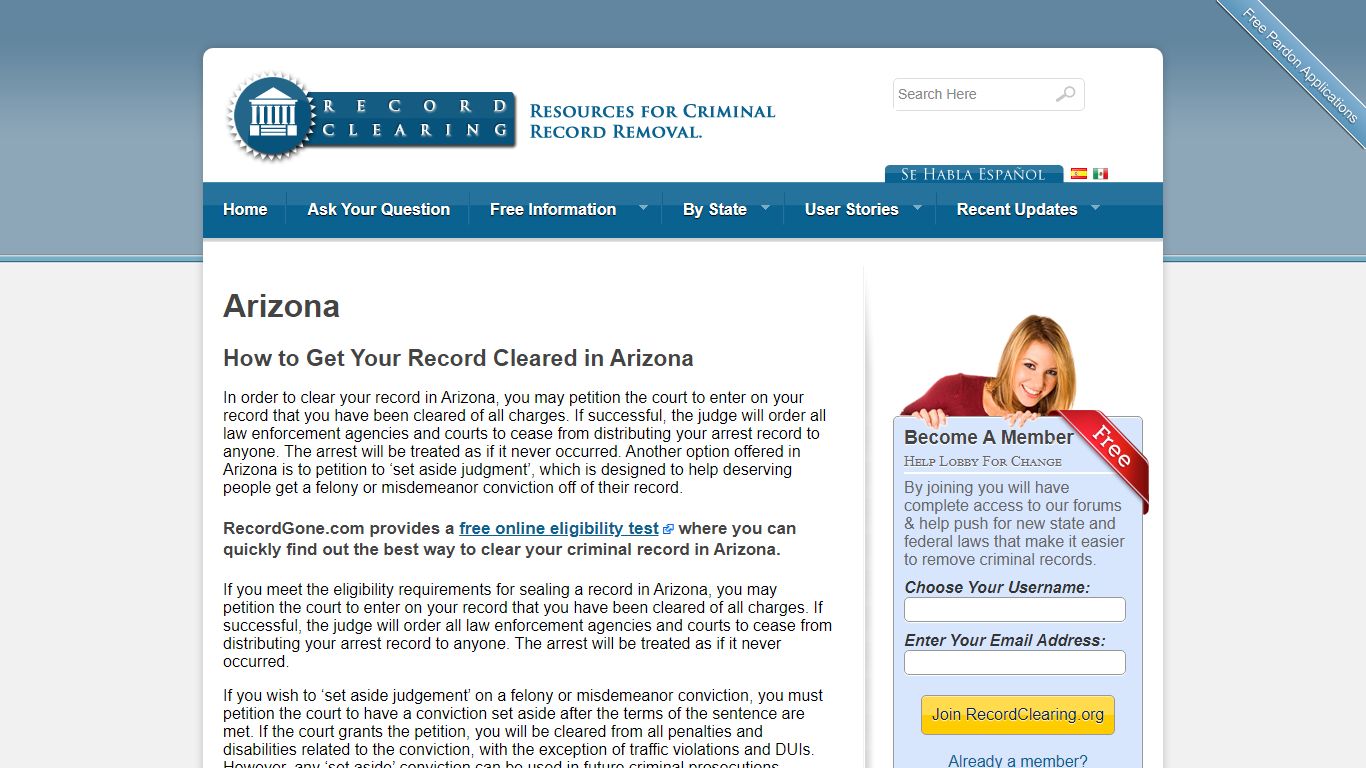 Arizona | Free Criminal Record Clearing & Expungement Info