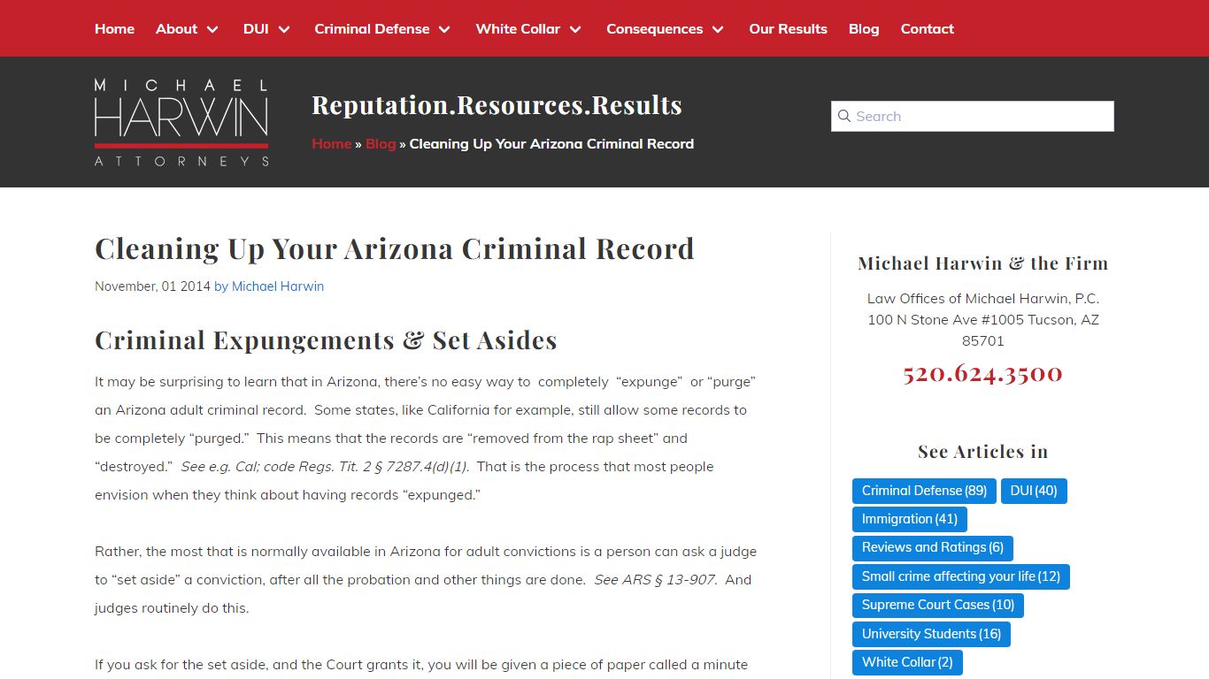 Cleaning Up Your Arizona Criminal Record - Michael Harwin